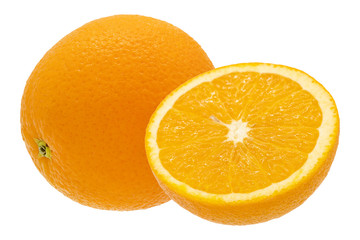 Sliced orange citrus isolated on the white background