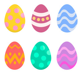 Painted easter eggs icon set. vector illustration isolated on white background.