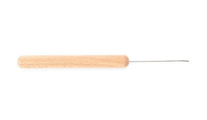 Awl for leather working isolated on white, top view