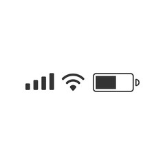 Mobile phone signal, wi-fi, battery icon. Status bar symbol modern, simple, vector, icon for website design, mobile app, ui. Vector Illustration - obrazy, fototapety, plakaty