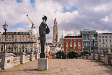 Antwerp, Belgium monument to the goddess Minerva