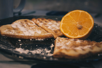 a slice of orange cake