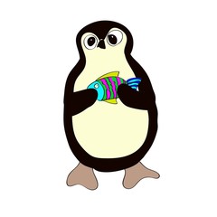 penguin with fish