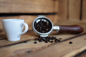 A cup of aromatic coffee for lunch