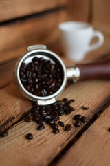 A cup of aromatic coffee for lunch