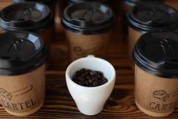 A cup of aromatic coffee for lunch