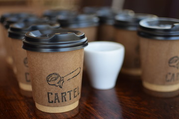 A cup of aromatic coffee for lunch