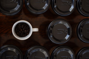 A cup of aromatic coffee for lunch