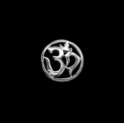 Silver jewelry. Stud Earring. Occult jewelry. Ohm. Aum. Hinduism.