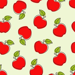 Seamless red apple pattern design, hand drawn apple pattern template vector