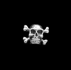 Silver jewelry. Stud Earring. Silver skull. Occult jewelry.