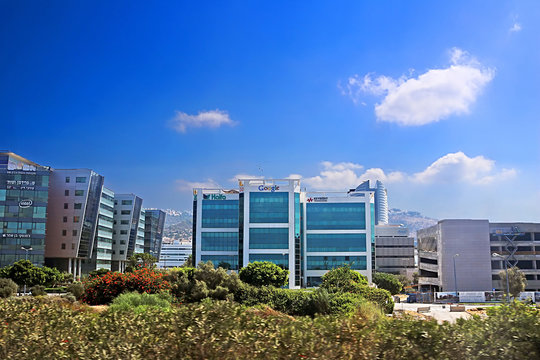 HAIFA, ISRAEL - SEPTEMBER 18, 2017: View of Google development center at Matam. The Park is an international technology center, with some of the world's leading hi-tech companies