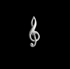 Silver jewelry. Stud Earring. Occult jewelry. Treble clef.