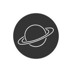 Saturn line icon in flat style. Planet vector illustration on white isolated background. Galaxy space business