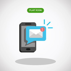 New message on the smartphone screen. Vector illustration.