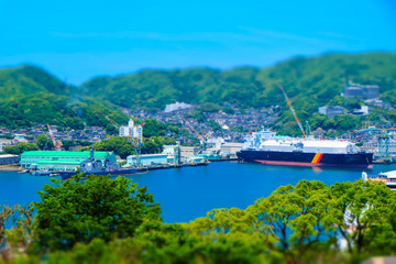 Fototapeta na wymiar 長崎港に寄港する大型船
