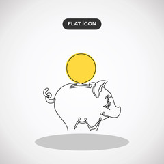 Continuous line drawing. Piggy bank.