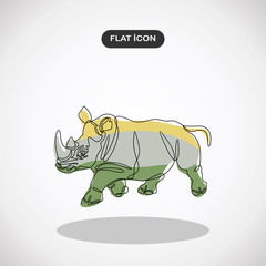 Continuous line drawing of rhino.Simple logo vector illustration for graphic and web design.