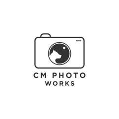 camera logo with a picture of Negative space a dog