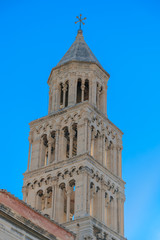 Obraz premium SPLIT, CROATIA - 2017 AUGUST 15. Close view of the bell tower of the Cathedral of Saint Domnius.