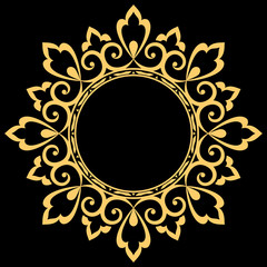 Decorative frame Elegant vector element for design in Eastern style, place for text. Floral golden border. Lace illustration for invitations and greeting cards.