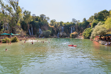 STUDENCI, BOSNIA HERZEGOVINA - 2017 AUGUST 16. Wonderful View on Kravice Waterfall and Trebizat River in Bosnia and Herzegovina.
