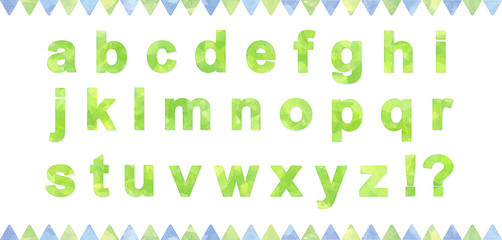 watercolor alphabets (vector fonts): green