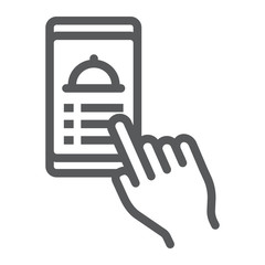 Order food online line icon, service and food, mobile order food sign, vector graphics, a linear pattern on a white background, eps 10.