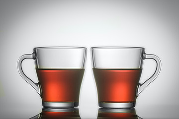 tea in two transparent glass cups