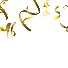Plakat Holiday Serpentine. Gold Foil Streamers Ribbons.