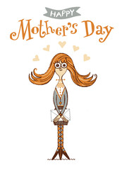 Happy Mother's Day, lettering, text, typography, greeting card, drawing, illustration
