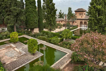 Gardens of Alhambra in Granada, Spain