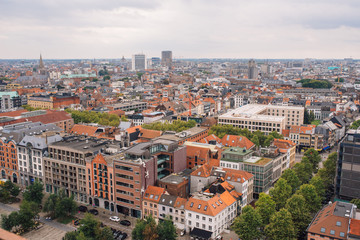 Obraz premium The view from the bird's eye view of the city of Antwerp, Belgium. view from the an de Strom Museum