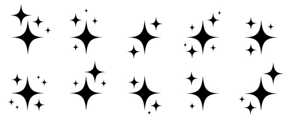 Fototapeta premium Stars icon and sparkles set. Vector Illustration
