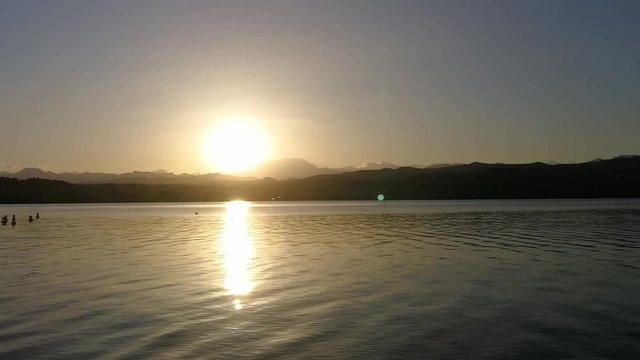 Sunset on Lake Maggiore near Arona and Angera