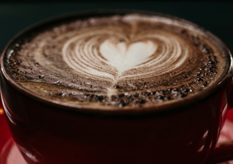 Latte art close up photo 