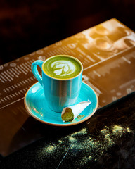cappuccino filled with pistachio
