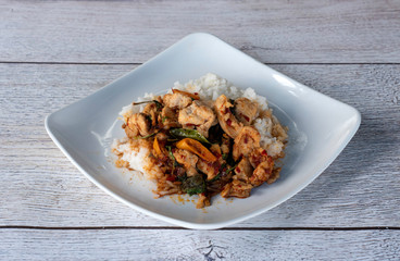 ผัดน้ำพริกเผาราดข้าว  Stir Fried Chili Paste with Rice