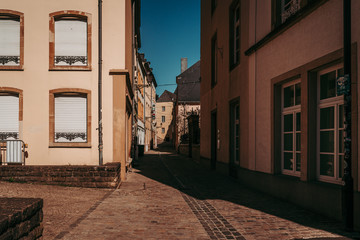 LUXEMBOURG CITY /  APRIL 2020: Empty city center in times of Coronavirus global emergency