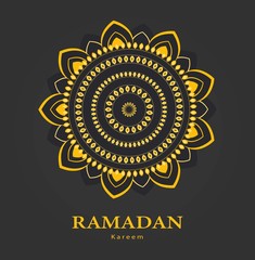 Ramadan greeting template. Muslim, arbic, islamic ornament - seamless pattern, indian mandala line ornament. Vector illustration.