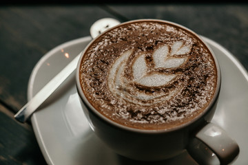 Latte art close up photo 