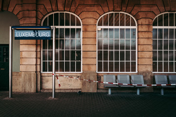 LUXEMBOURG CITY /  APRIL 2020: Public train station in times of Coronavirus global emergency