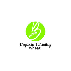 organic farming logo with the concept of letter B and wheat leaf