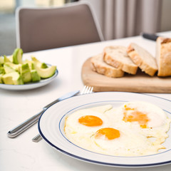 breakfast with fried eggs