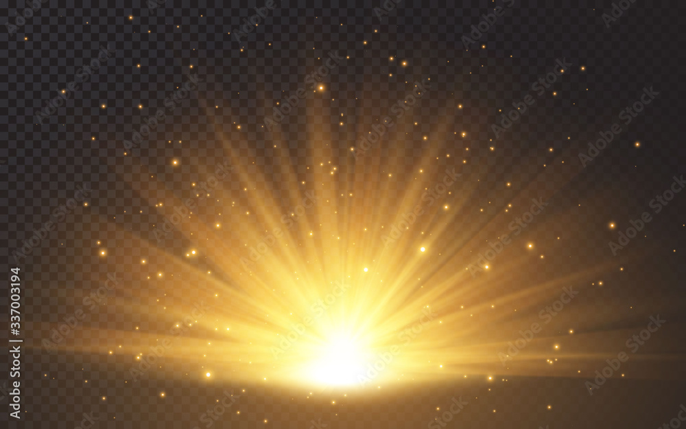 Wall mural sunlight special lens flash light effect on transparent background. effect of blurring light. vector