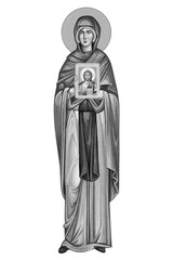 Sv. Petka. Saint Parascheva of the Balkans. Illustration sketch in Byzantine style