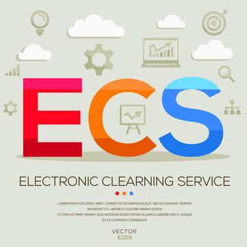  ecs mean (electronic clearing service) ,letters and icons,Vector illustration.
