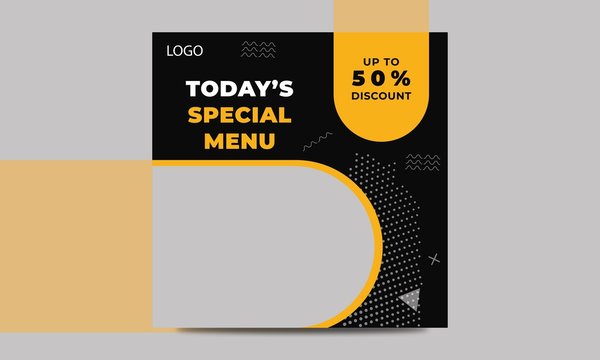 social media ad post template for food promotion simple banner frame