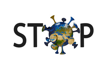 Stop Covid-19 Sign & Symbol, concept coronavirus COVID-19. virus wuhan from china. White background