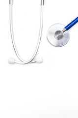 Doctor stethoscope blue rubber for check up patient heartbeat for diagnose disease, close up part...
